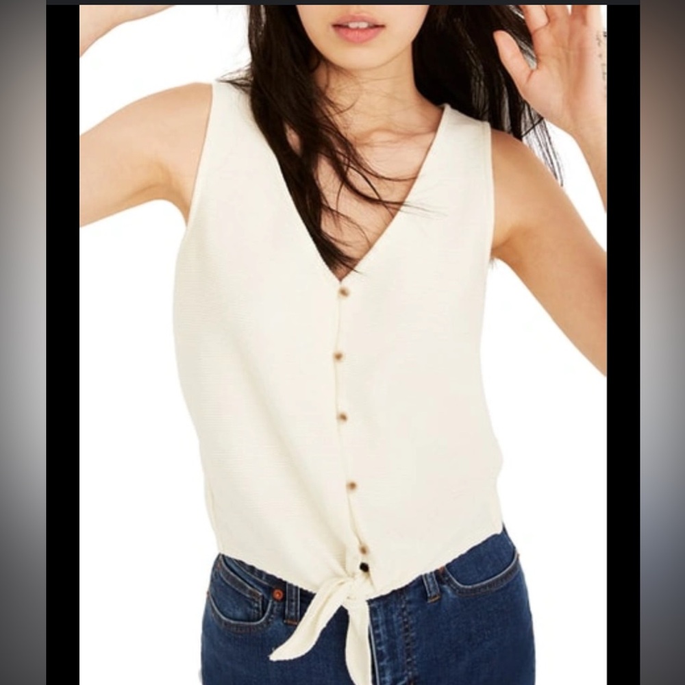 Madewell button front tie tank top
